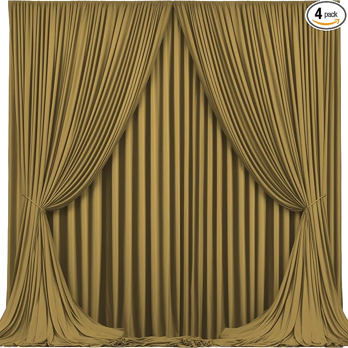 Gold Brown Backdrop Curtains-Wrinkle-Free Polyester Photography Drapes Party Curtain Background for Baby Shower Wedding Decorations- 16 X10FT by WishCare