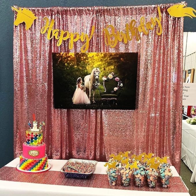 Poise3EHome 8FT x 8FT Sequin Photography Backdrop Curtain for Party Decoration, Fuchsia Pink - Image 3