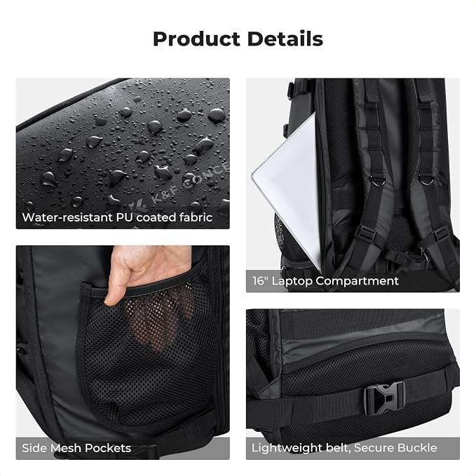 K&F CONCEPT Camera Backpack,30L Large Capacity Camera Bag for Photographers | Raincover, 16 Inch Laptop Compartment, Compatible for Canon/Nikon/Sony/DJI Mavic Drone, Travel, B12 - Image 5