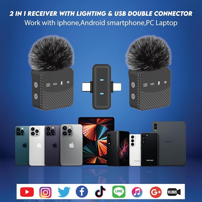 Wireless Lavalier Microphone for iPhone Android Mini Mic with Charging Case | Auto pairing clip-on mini mic, noise reduction, windproof net, works with laptops, for video recording and vlogging - Image 4