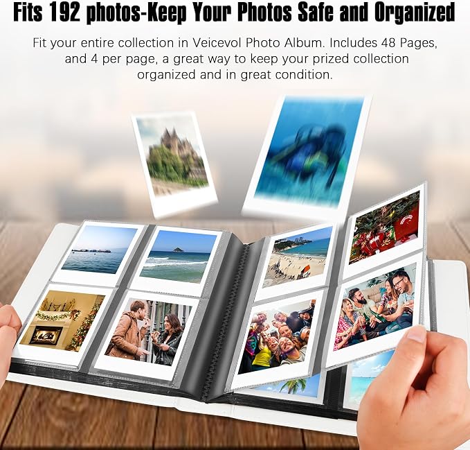 Veicevol 256-Pocket Album for Polaroid i-Type, 600 & SX-70 Photos, White | Designed for Fujifilm Instax Wide Photos, Water-Resistant PU Leather Cover, Front Window, Securely Holds Up to 256 Photos - Image 4