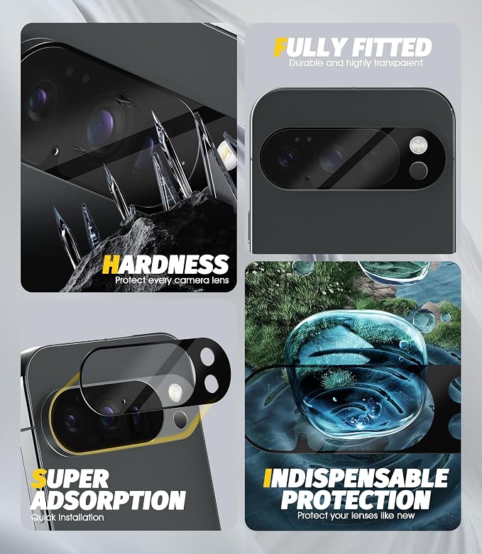 Orzero (5 Pack Camera Lens Protector for Google Pixel 9 Pro, Protector de Cámera Tempered Glass 9H Precise Camera Cutouts Anti-Scratch Does Not Affect Night Shots and Flash - Image 4