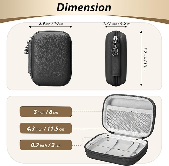 Digital Camera Case for KODAK PIXPRO FZ55/FZ45, Case Only, Black | Fits CAMKORY DC403 and Canon PowerShot ELPH 360 HS Compact Digital Cameras, Small Hard Shell Camera Pouch with Mesh Pocket - Image 2