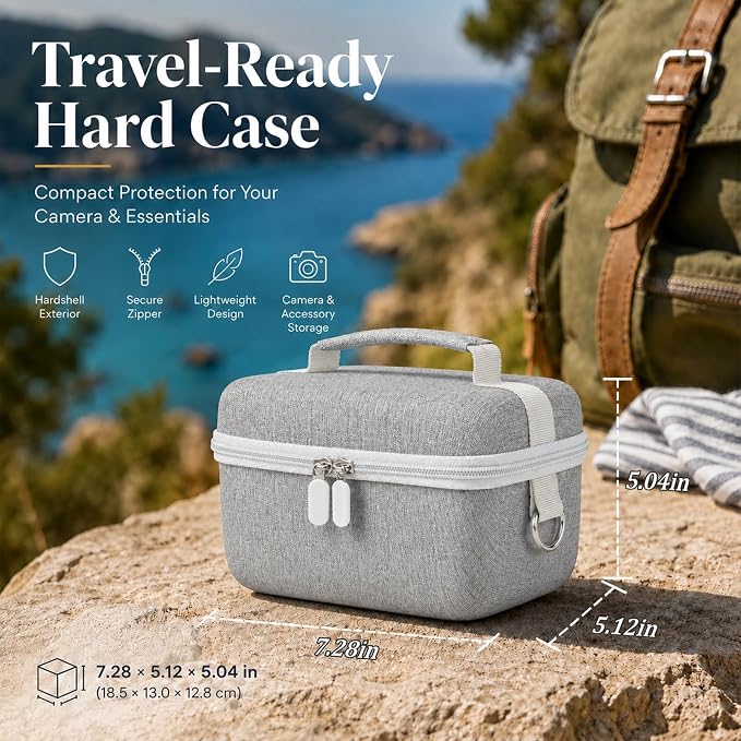 Comecase Large Travel 4K Vlogging Camera Case for Duluvulu/for AUREAPI | Outdoor Camera Storage with 2 Divider and Mesh Pocket, for Vloggers and Content Creators, Trip Ready, Grey - Case Only - Image 5