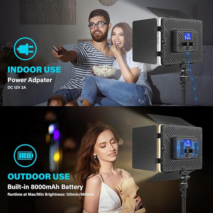 Led Video Light Panel Light with Barn Doors, 4000mAh Rechargeable - Image 2