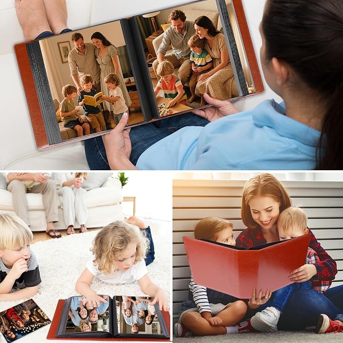 Aevdor 8x10 Photo Album, 168 Photos, Leather Cover, Brown | Large Capacity, Side-Loading Clear Pockets, Vertical 8x10 Layout, Black Inner Pages, Wedding, Travel, Baby & Family Memories - Image 8
