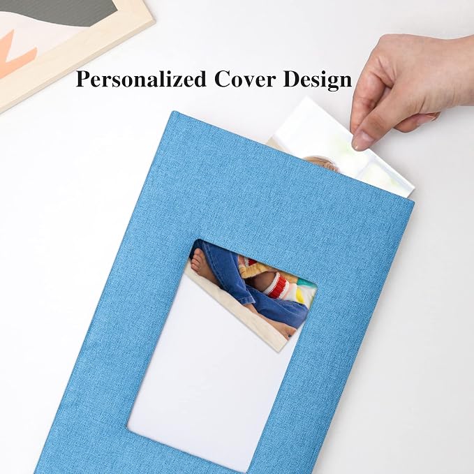 Vienrose 4x6 Photo Album,300 Pockets,Linen Cover with Window,Sky Blue | Linen Hardcover, Slip In Photo Book, Family Memory Album, Travel Keepsake - Image 3