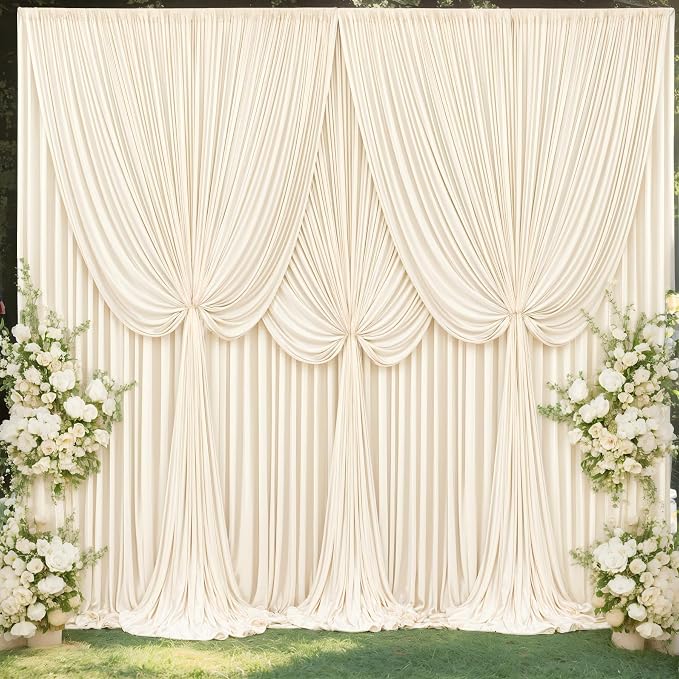 10x12 Champagne Backdrop Curtains for Wedding Party Wrinkle Free Backdrops Curtain Drapes Fabric Decorations Photo Back Drop Cloth for Baby Shower Photography Stage Reception 5ft x 12ft,2 Panels - Image 9