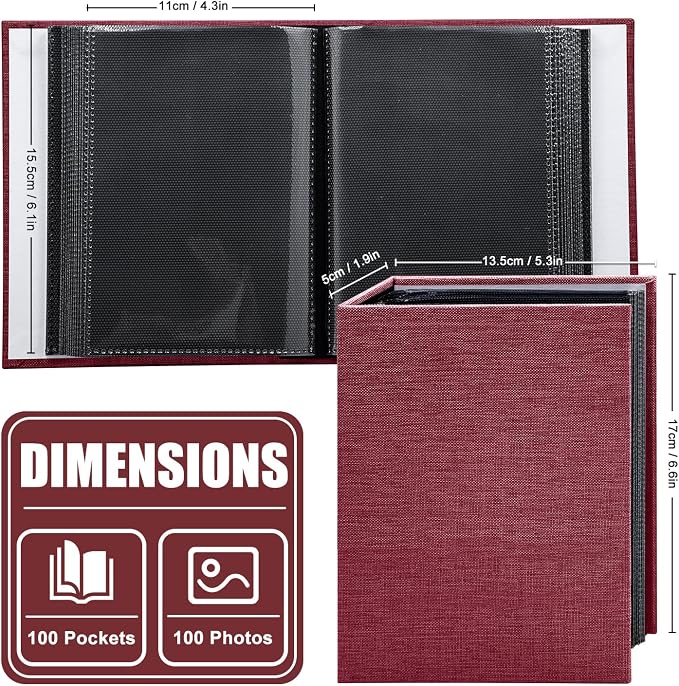 Photo Album 4x6 100 Pockets for Wedding Gifts,Linen Hardcover Picture Albums for Family Anniversary Baby Vacation Pictures - Image 3
