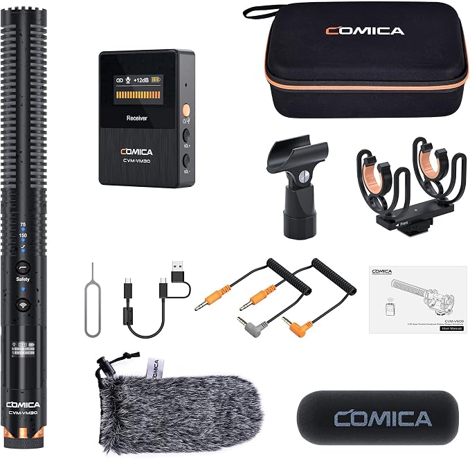 COMICA VM30 Wireless Shotgun Microphone with USB-C&3.5mm Output for Camera | Compatible with DSLR Cameras, Camcorders, PCs and Android Phones for Interviews, Podcasts and Video Creation - Image 9