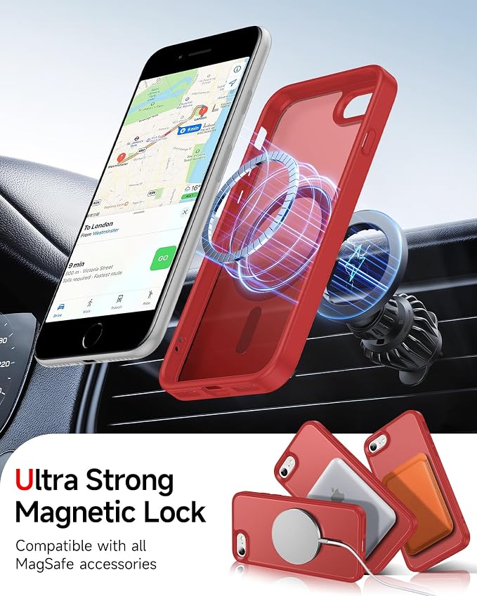 LeYi for iPhone SE Case Red 2022 (3rd Generation)/2020 (2nd) iPhone-8/7 Cases[ Screen Protector X2+ Camera Cover X2] i Phone SE3 SE2 Gen for MagSafe Magnetic Protective Cover iPhone8/7 SE 3/2, Red - Image 5