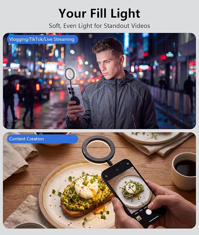 Magnetic Selfie Light,Gooseneck LED Ring Light, Portable Reading Light, Video Conference Light, 5 Brightness Levels,8 CCT Adjustable, Flexible Arm LED Lights for iPhone,iPad,Laptop,Kindle,Book - Image 3