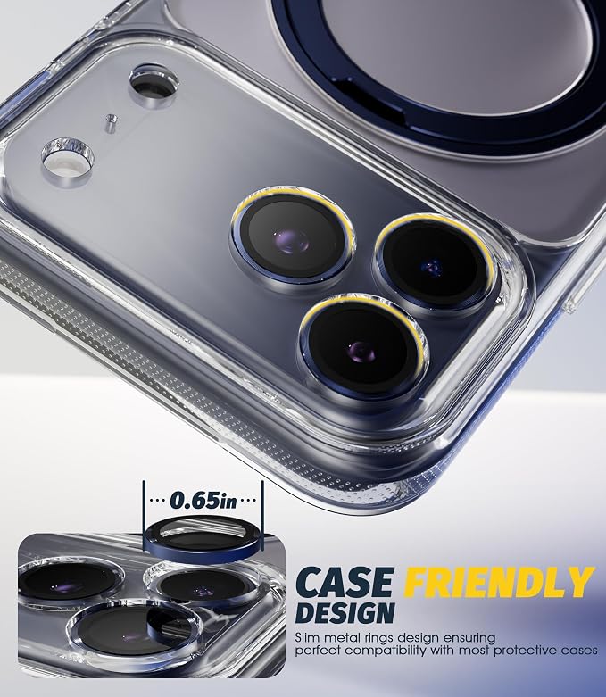 (3 Sets) Orzero Camera Lens Protector Compatible for iPhone 17 Pro&17 Pro Max&16 Pro&16 Pro Max&15 Pro&15 Pro Max&14 Pro&14 Pro Max, [EZ Install] [Case-Friendly] 9H Tempered Glass CD Pattern Lens Cover, Military-Grade Shockproof, HD Clarity Anti-Glare ... - Image 6