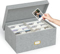 Decorative Photo Storage Box, Linen Photo Box Holds 1700 5x7 Pictures Grey | Photo Storage Containers with 8 Dividers, Memory Keepsake Organizer for Photos, Scrapbook Supplies, Cards, Stamps,Archive Box by JOLENSOY