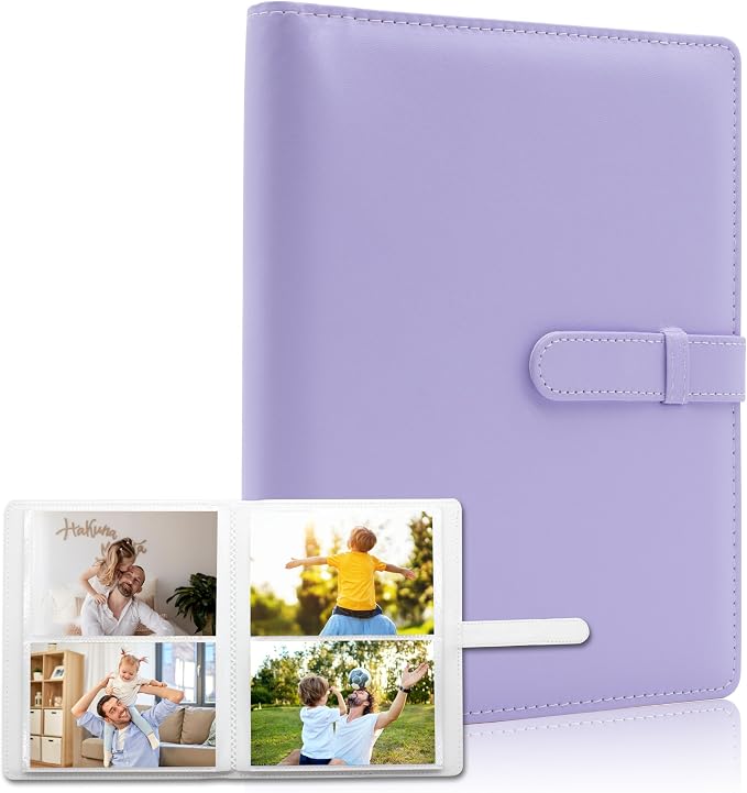 Small Photo Album 4x6 with 152 Pockets Mini Picture Book Leather Cover Portable Wallet Photo Storage for Family Graduation Wedding Travel Gift (Purple) by Ablus