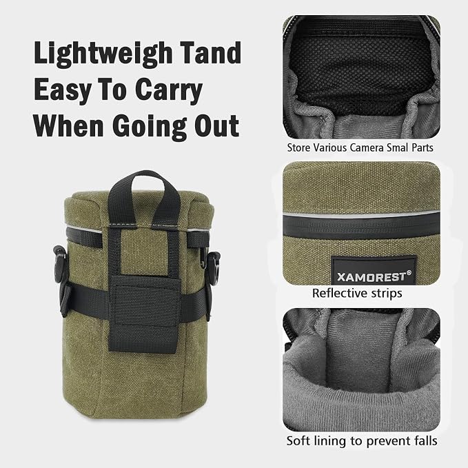 Camera Lens Case Lens Bag Compatible (3.15" x 3.74"(Canvas, Green)) - Image 5