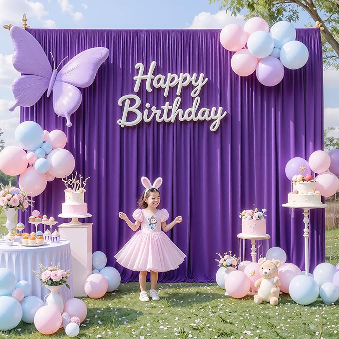 8 Panels Purple Backdrop Curtains for Parties, Wrinkle Free Purple Photo Backdrop Drapes Silky Polyester Back Drop Cloth for Wedding Birthday Photography Background Decor, 40ftx10ft - Image 7