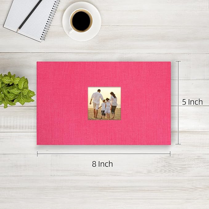 potricher Photo Album 4x6 Pictures, 100 Pockets, Linen Cover, Rose Red | Linen Cover, Front Window, Large Capacity 4x6 Picture Albums, Photo Book for Family, Wedding, Anniversary, Baby, Keepsake - Image 2