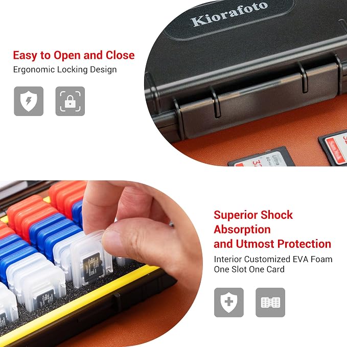 Dual Protect Waterproof MicroSD Card Case w 54 Small Plastic TF Card Cases | 54 Slots,Transparent,Water-Resistant Camera Memory Card Holder,for 54x MicroSD MicroSDHC MicroSDXC MSD,w Carabiner & Labels - Image 4