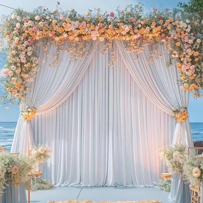 6 Panels Silver Grey Backdrop Curtain for Parties Wedding Wrinkle Free Silver Grey Photo Curtains Backdrop Drapes Fabric Decoration for Birthday Party Baby Shower 30ft(W) x 10ft(H) - Image 3