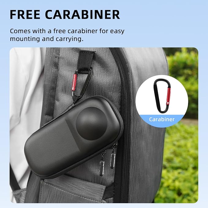 BRDRC Portable Small Case for Insta360 X5 X4 (for Cage and Lens Cap), Carrying Storage Bag Protective Cover Hard Shell Travel Protector with Wrist Strap Carabiner for Insta 360 X5 X4 Accessories - Image 7
