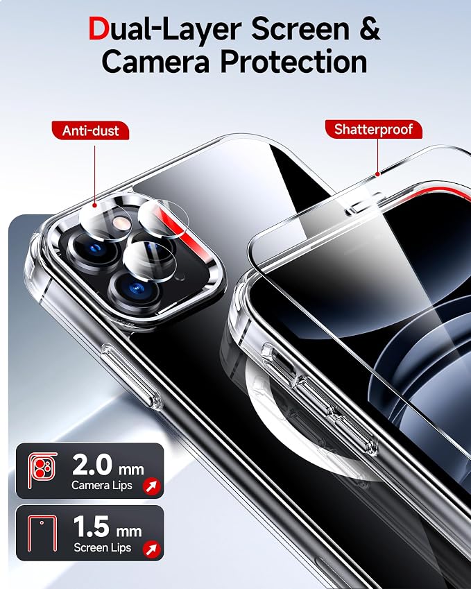 LeYi for iPhone-11-Pro-Max Case Clear: Screen Protector X2 + Camera Cover X2[ MagSafe Compatible] Funda para i Phone 11pro promax Magnetic Protective Slim Case for iPhone 11promax, Transparent - Image 3