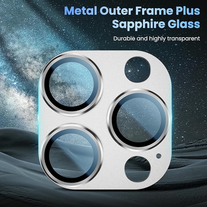 Uyiton for iPhone 16 Pro/iPhone 16 Pro Max Camera Lens Protector | Not Easy to Break, Strong Adsorption, Case-Friendly, Metal 9H Sapphire Glass Rear Camera Screen Cover, White Titanium - Image 4