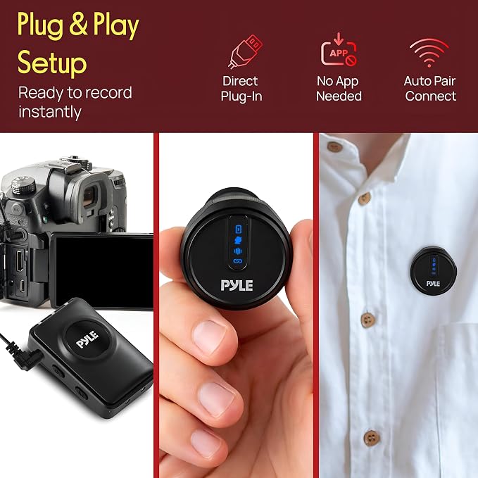 Pyle Wireless Lavalier Microphone System | Noise-Canceling Clip-On Lapel Mic with Magnetic Mount, 7H Battery, 360° Omnidirectional Audio, Charging Case | DSLR, iOS & Android for Vlogging, Podcasting - Image 4