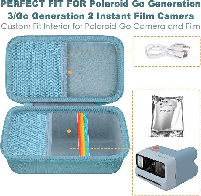 khanka Case for Polaroid Go Gen 3 Mini Instant Camera(9195/6653),Blue | Fits for Polaroid Go Generation 2,Accessory Storage Pocket, Travel-Ready Portable Storage,Case Only - Image 5