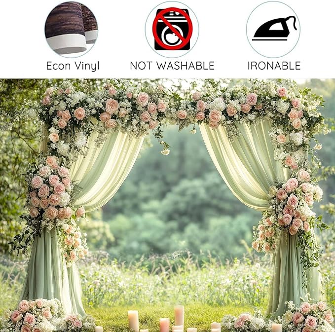 10X6.5ft Sage Green Floral Wall Backdrop Green Wedding Flower Arch Photography Background Spring Tea Party Backdrop Floral Girls Birthday Weeding Valentine's Day Mother's Day Event Banner Photo Props - Image 6