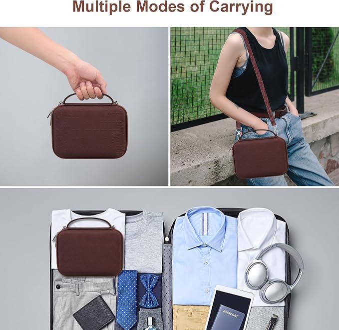 Canboc Carrying Case for Sony ZV-1F/ ZV-1/ ZV-1 II Digital Camera, Brown | Vlogger Accessory Kit Tripod Travel Storage Bag with Strap, Mesh Pocket fit Cable (Case Only) - Image 3