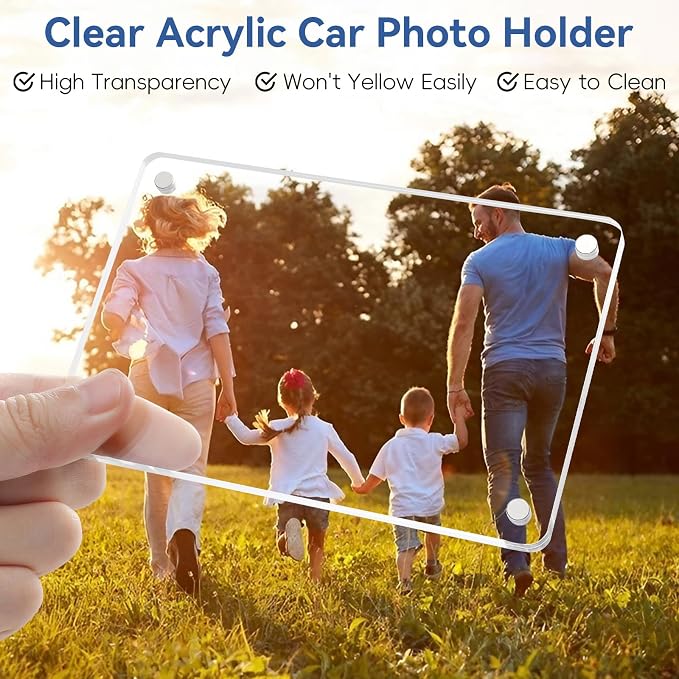PIFOOG 4PCS Car Visor Picture Holder Gifts for Father Boyfriend Clip Photo Frame Acrylic Magnetic Personalized Memorial Family Dad Mother Couple Wallet Size Photos 3.2 × 4.7 inch - Image 4