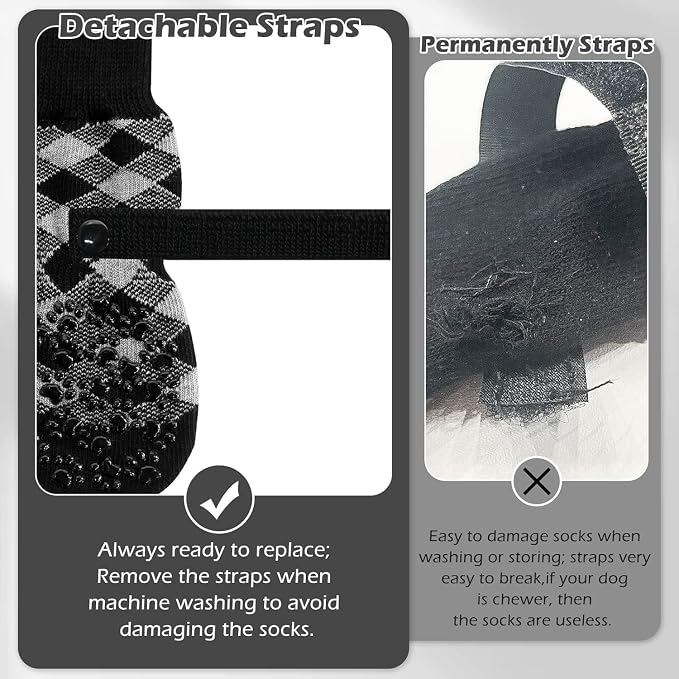 EXPAWLORER Anti Slip Dog Socks to Prevent Licking Paws, Dog Shoes for Hot Pavement, Dog Booties for Small Medium Large Senior Dogs, Traction Control Boots & Paw Protectors for Hardwood Floors - Image 4