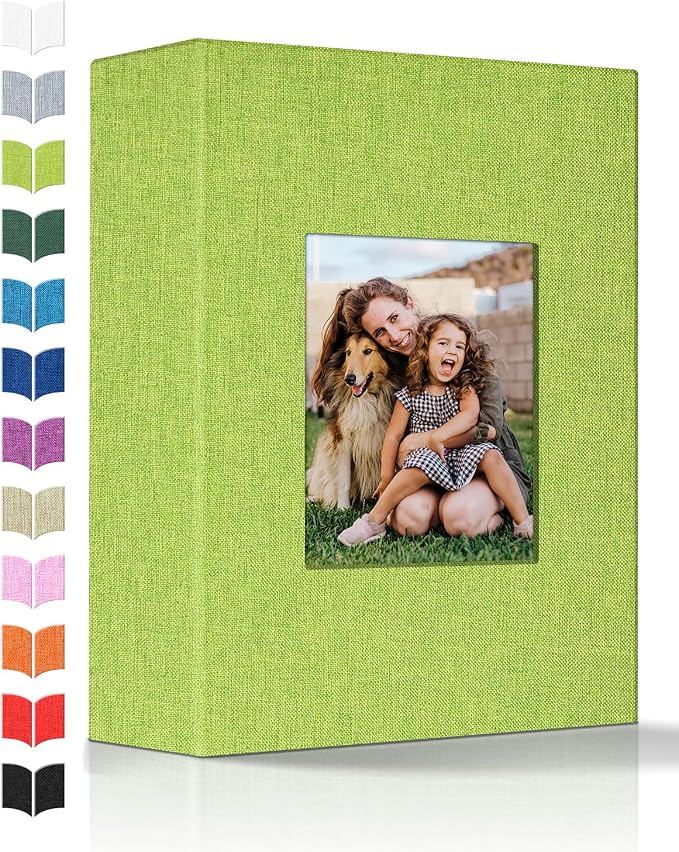Artfeel Photo Album 4x6 with 100 Pockets,Slip-in Picture Albums,Linen Cover Memory Book with Front Window,White Page Vertical Photo Book for Wedding,Family,Anniversare,Baby,Vacation by Artfeel