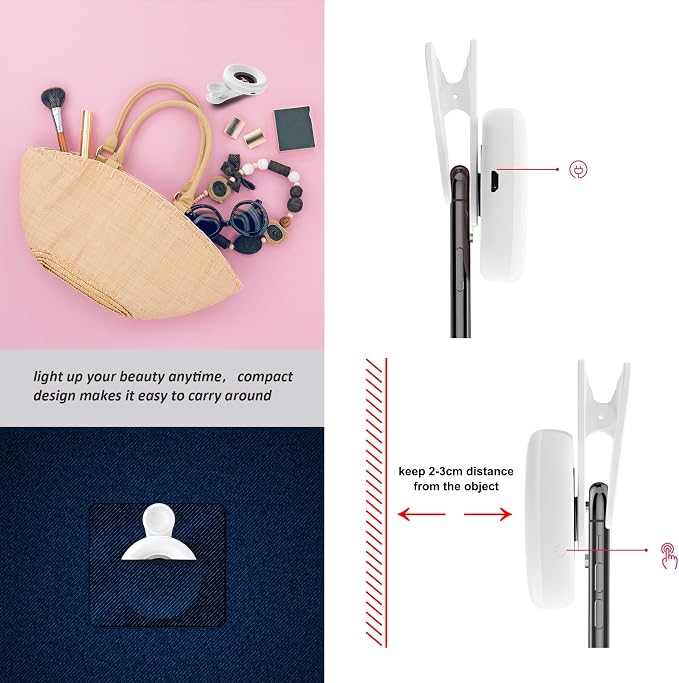 Macro Lens for iPhone and Android with Mini Clip Ring Light, Portable Rechargeable Dimming, for Smart Phone Photography, Camera Video Recording, VLOG - Image 5