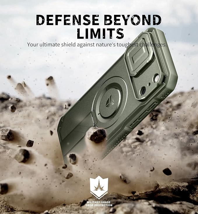Dexnor for iPhone 17 Pro Max Case, [Built-in Flip Camera Cover & Camera Control Cover & Kickstand], Compatible with MagSafe, Heavy-Duty Rugged Shockproof Magnetic Phone Cover, 6.9 inch Army Green - Image 6