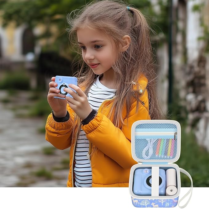 PAIYULE Kids Instant Print Camera Case for ESOXOFFORE for Dylanto | Hard Shell,Mesh Pocket,Wrist Strap,for Gofunly,for GREENKINDER,for DUDUDRAGON,for Zostuic,for Careenoah (Box Only)SkyBlue - Image 7