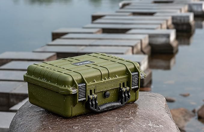 MEIJIA All Weather IP67 Waterproof Hard Camera Case,Hard Protective Case,Hard Case with Customizable Foam,Fit Use of Drones,Camera,Equipments,Pistols(Green,15.98x12.99x6.85inches) - Image 5