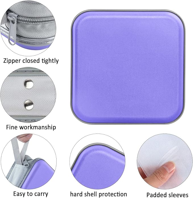 Siveit CD Case Holders - Hard Plastic 48 Capacity CD/DVD Disc Cases Storage Binder for Car, Home, Office, Travel (Lavender) - Image 2