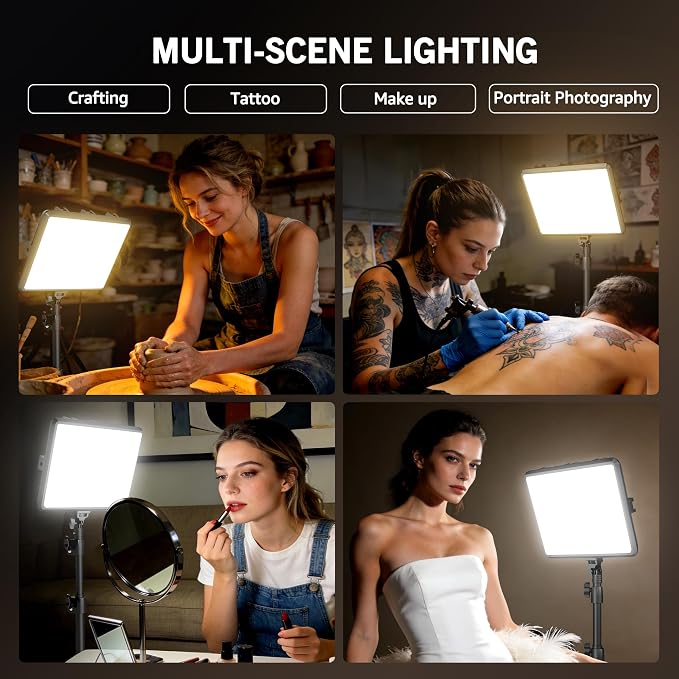 NiceVeedi 2-Pack 25W Photography Lighting, 2900-7000K Dimmable Ring Light with Tripod Stand, 73” Studio Video Light for Video Recording/Photography/Live Streaming/YouTube/TikTok/Makeup/Video Calls - Image 6