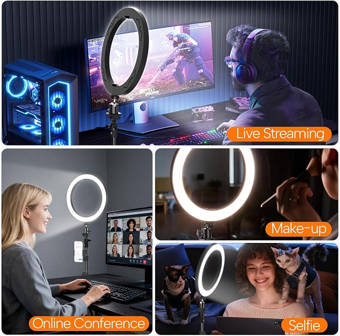 EMART 10" Ring Light with 55" Extendable Tripod Stands and Phone Holder | Dimmable LED Circle Round Light for Selfie Camera Photography, Makeup, YouTube Video, Vlogging, Live Streaming - Image 9