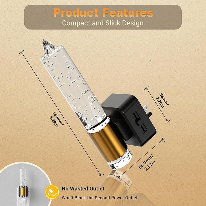 JandCase Night Light, Flameless Candle Night Lights Plug into Wall, 1 Pack | Dusk to Dawn Sensor Aesthetic Automatic Nightlight, Dimmable Amber LED Nightlights, Decorative nite light for Adults Bathroom - Image 6