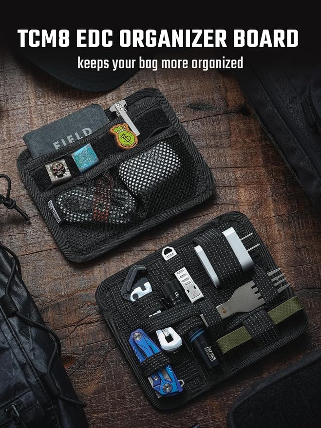 TACTICAL_GEEK TCM8 EDC Organizer Board, Anti-Slip Elastic Woven Board, Utility Bag Insert Panel for Small Gear, Backpack Accessories with Open Pocket & Mesh Pocket (Black) - Image 4