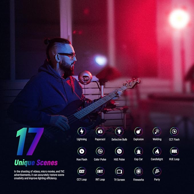 NEEWER CB60 RGB 70W LED Video Light with App Control, Bowens Mount COB Full Color Continuous Output Lighting 18000Lux/1m CCT 2700K-6500K CRI97+ 17 Scenes for Photography/Studio Video Recording - Image 7
