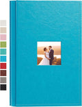 potricher Small Photo Album 4x6 300 Photos, Leather Cover, Blue | Leather 4x6 Picture Album with 300 Horizontal Pockets, Photo Book for Family, Wedding, Anniversary, and Baby by potricher