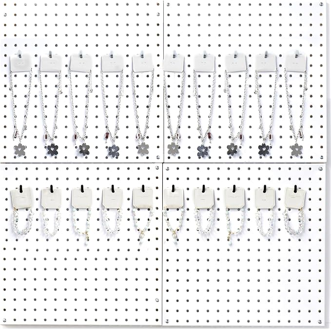 HUHOLE 50PC Black Pegboard Picture Hangers for 1/8 & 1/4 Inch Boards | U Shape Display Hooks with 10 lb Capacity for Pictures, Jewelry, Keys, Lanyards, Arts, Crafts and Retail - Image 6