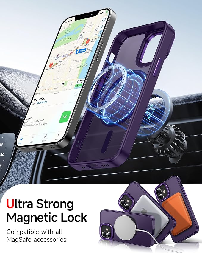 LeYi for iPhone-12 Mini Phone Case/iPhone-13 Mini Cases:[ Screen Protector X2+ Camera Cover X2] Compatible with Magsafe i 13mini 12mini Magnetic Protective Fundas para iphone12 iphone13 Mini, Purple - Image 2