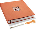 HoneyTolly Large Photo Album Self Adhesive, DIY Scrapbook Album for 600 Photos, 13"x12.6" 120 Pages Linen Cover Memory Book(Orange) by HoneyTolly