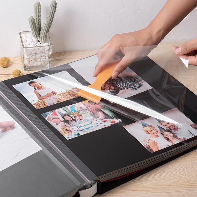 Large Photo Album Self Adhesive 4x6 5x7 3x5 8.5x11 Scrapbook Magnetic Album DIY Scrap Book Length 13 x Width 12.8 (Inches) 120 Black Sticky Pages Linen Cover DIY Photo Album(Black) - Image 2