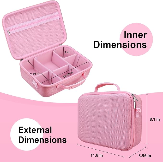 RAIALL Case for Canon EOS Rebel T7/R50/R100/Sony/Nikon D7500 Camera, Pink | for R50V/R8/R10/RP/R7/R6 Mark II/R5 DSLR SLR, Lens, Tripod, Hard Protective Travel Bag with a Shoulder Strap and 5 Dividers - Image 7